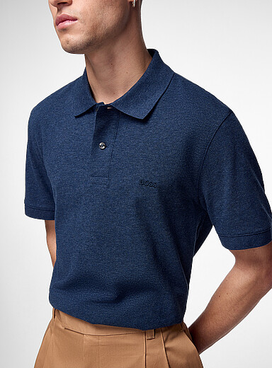 BOSS: Le polo Pallas logo ton sur ton Bleu fonc&eacute; - Indigo pour homme