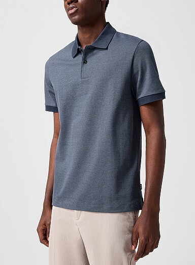 Solid edging textured jacquard polo