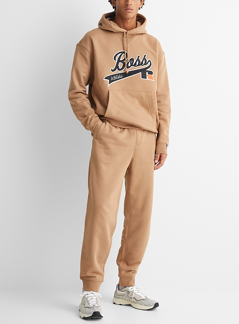 Boss x Russell Athletic Cream Beige Signature athletic hoodie for men