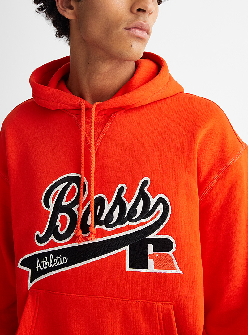 Boss x Russell Athletic Patterned Orange Signature athletic hoodie for men