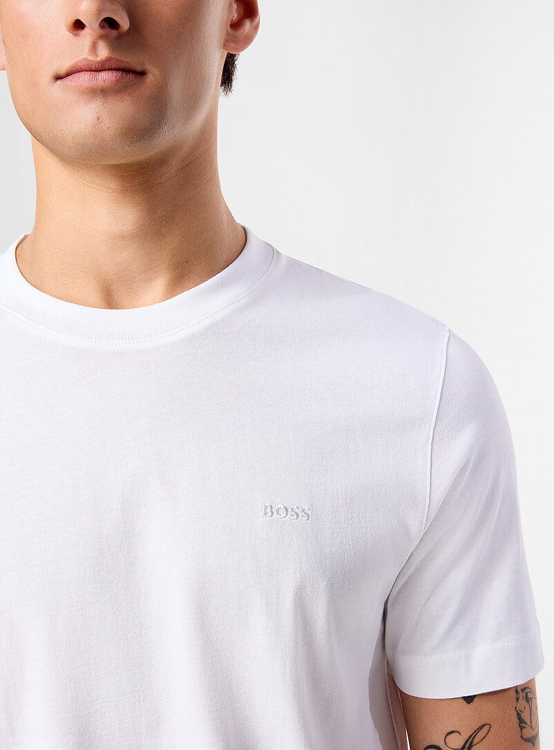 BOSS: Le t-shirt essentiel logo ton sur ton Bleu fonc&eacute; - Indigo pour homme