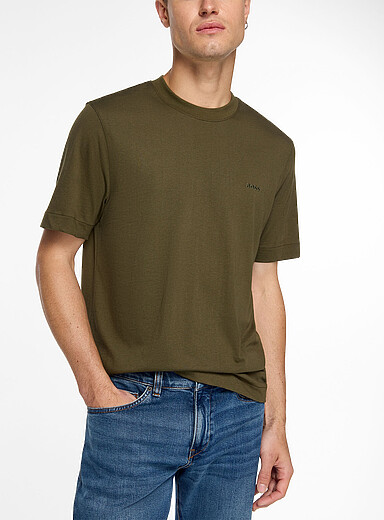 BOSS: Le t-shirt essentiel logo ton sur ton Vert fonc&eacute; - Mousse pour homme