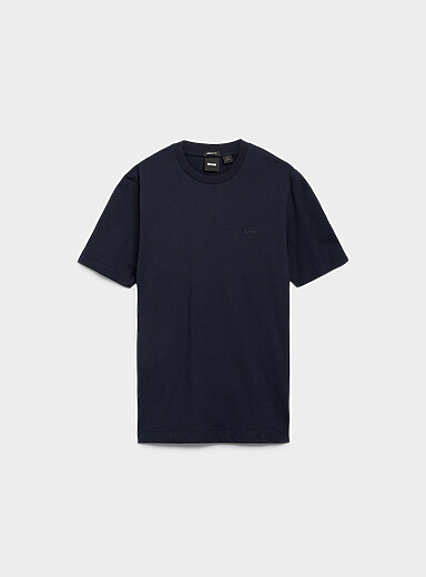 BOSS: Le t-shirt essentiel logo ton sur ton Bleu fonc&eacute; - Indigo pour homme