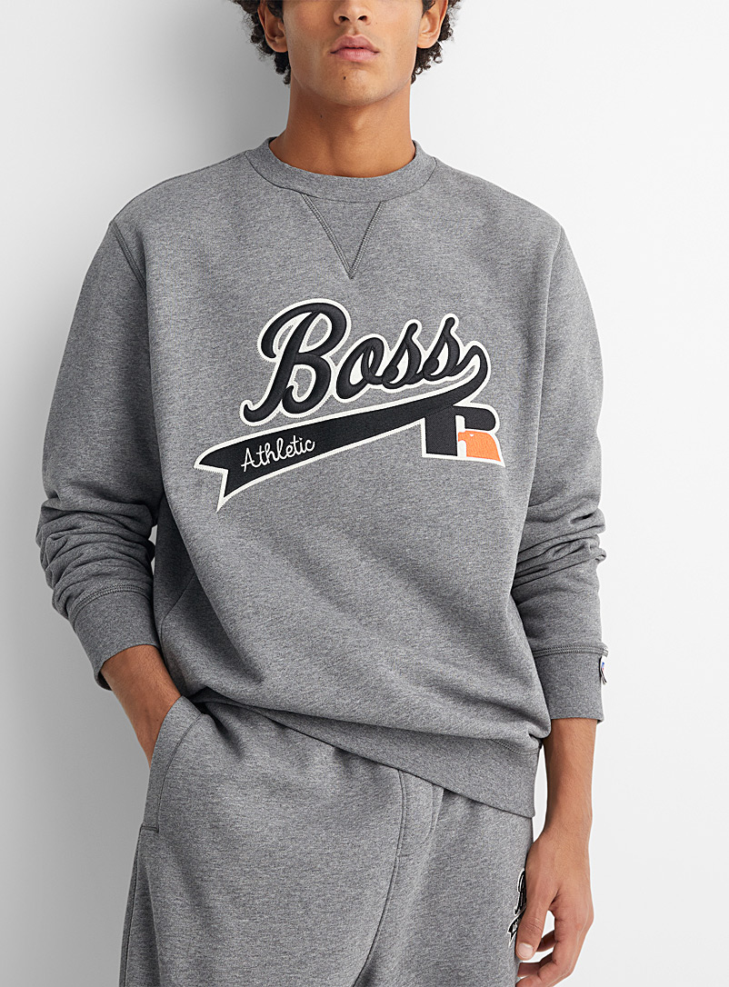 Boss x Russell Athletic Grey Signature athletic sweatshirt for men