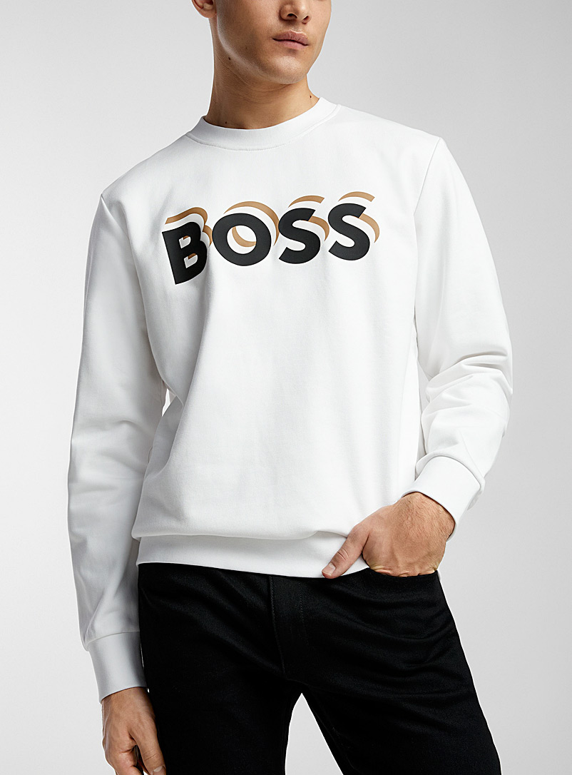 BOSS White Multiplied signature sweatshirt for men