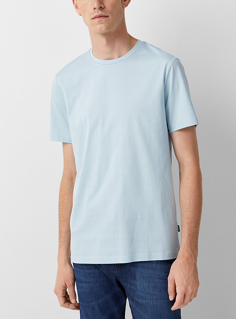 BOSS Blue Mercerized cotton fitted T-shirt for men