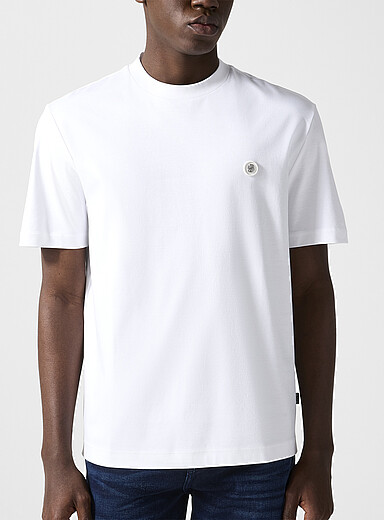 BOSS: Le t-shirt coton merceris&eacute; monogramme m&eacute;tallique Bleu p&acirc;le - Bleu ciel pour homme