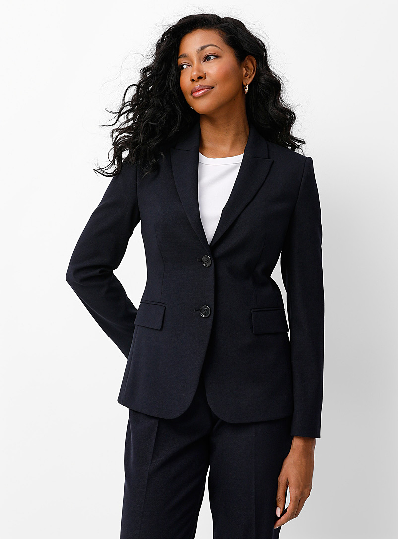 BOSS Navy/Midnight Blue Juleah fine texture fitted blazer for women