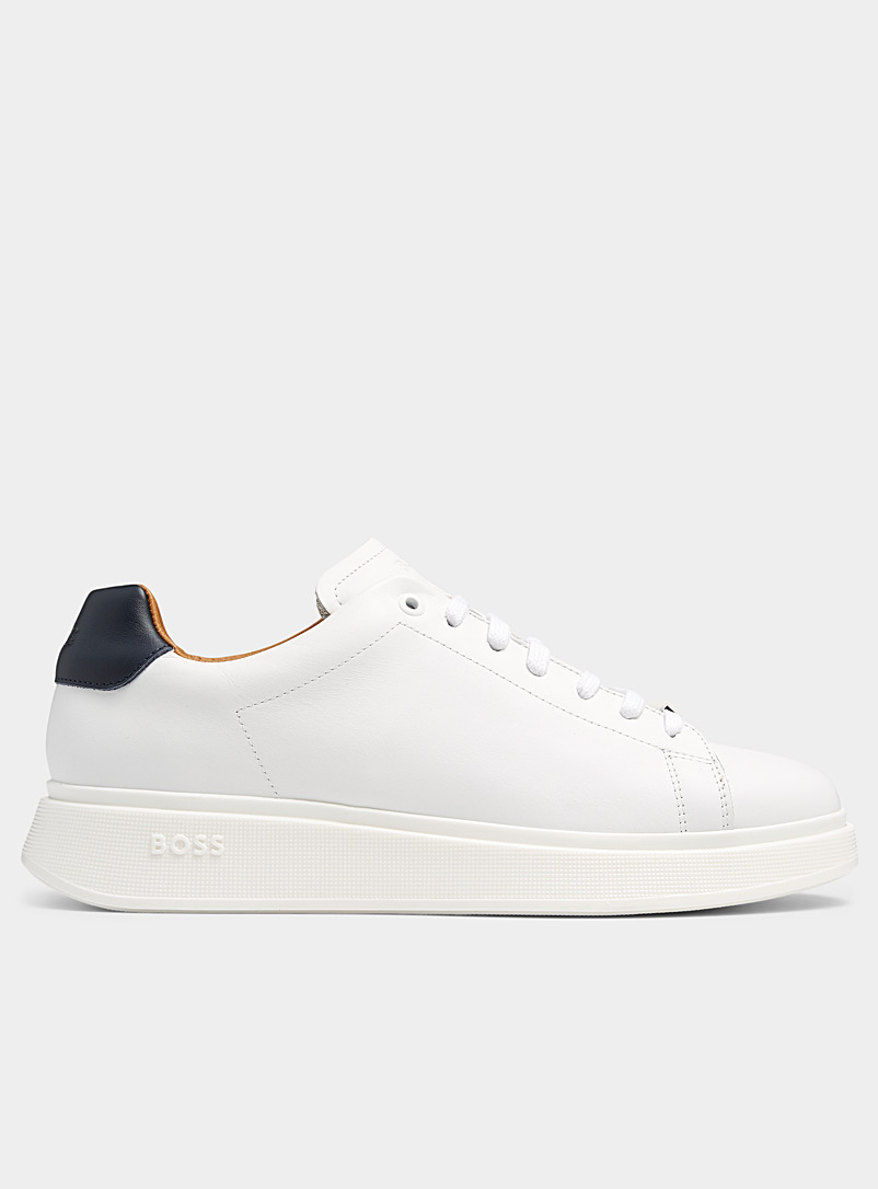 BOSS Ivory White Sleek leather court sneakers Men for men