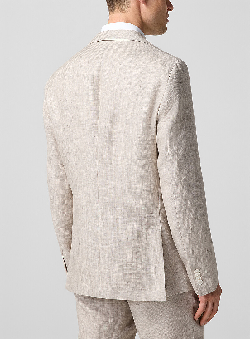 Fitted linen-blend suit jacket with flower pin product image 3