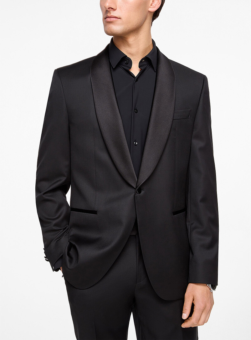 Satiny Shawl Collar Tuxedo Jacket