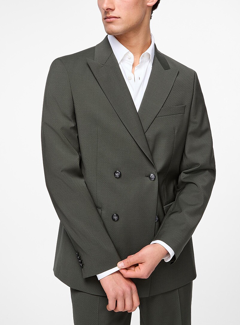 Diagonal Stripes Double-Breasted Suit Jacket