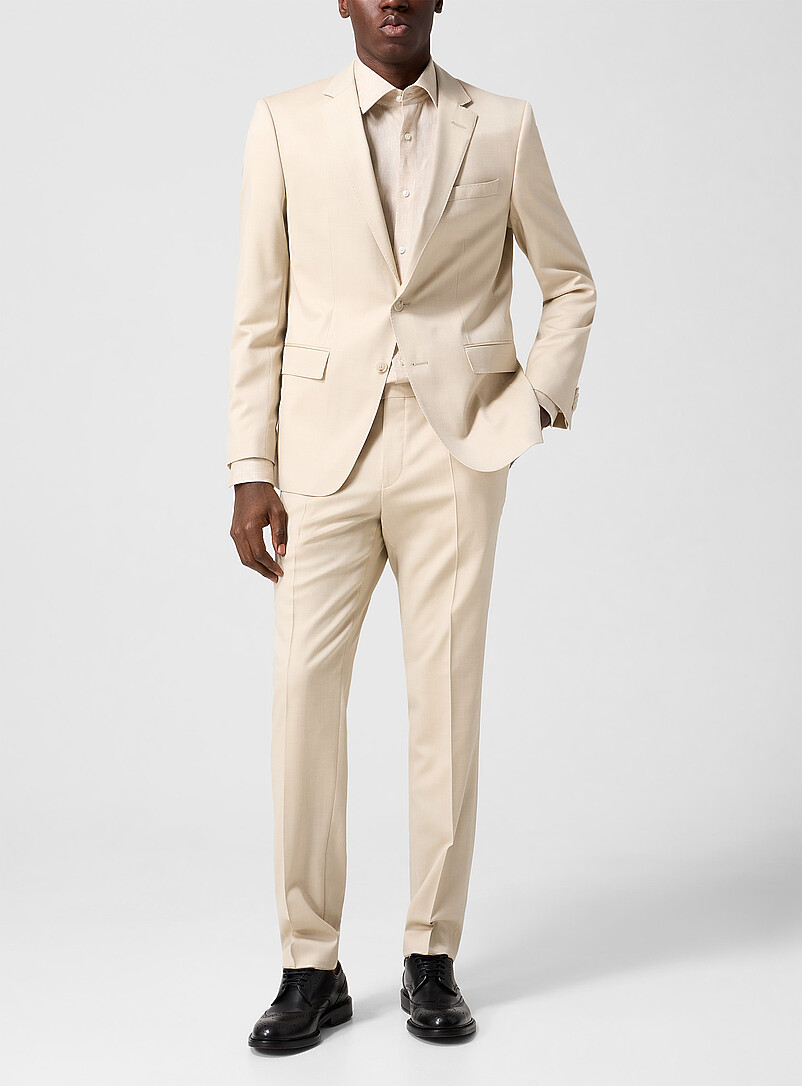 Pure Virgin Wool Fitted Ivory-Coloured Pant