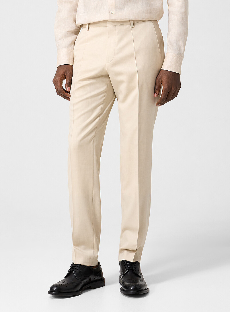 Pure virgin wool fitted ivory-coloured pant product image 2