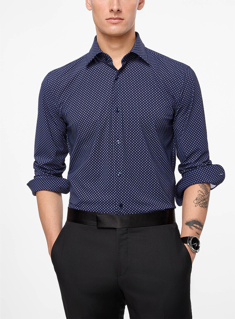 Performance geometric mini-pattern shirt product image (primary)