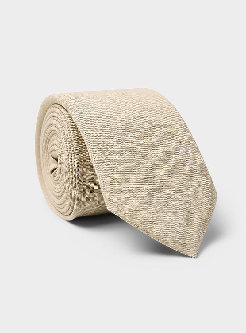 Brown Linen-Blend Tie