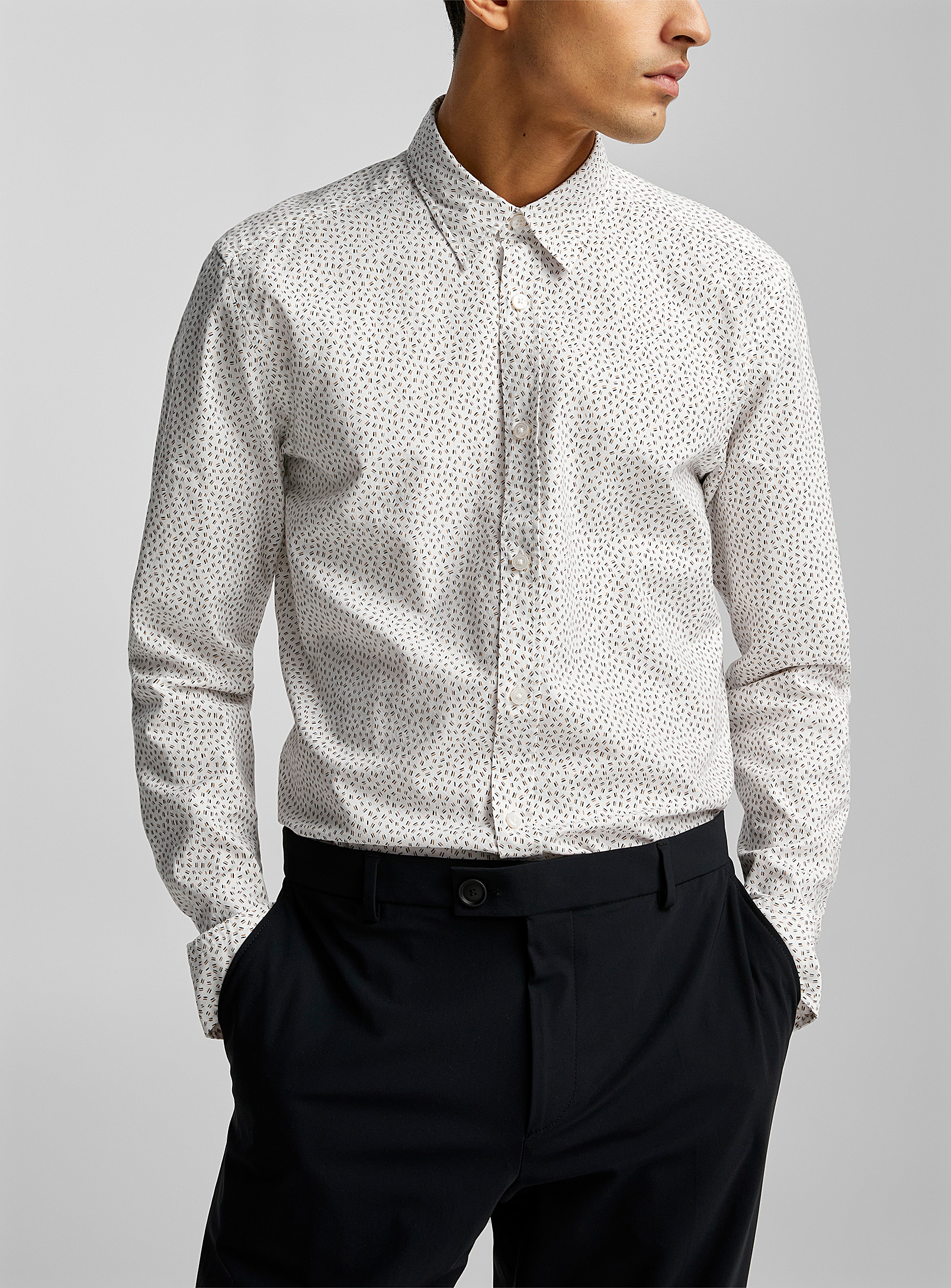 Hugo Boss Mini-patterns Oxford Shirt In White