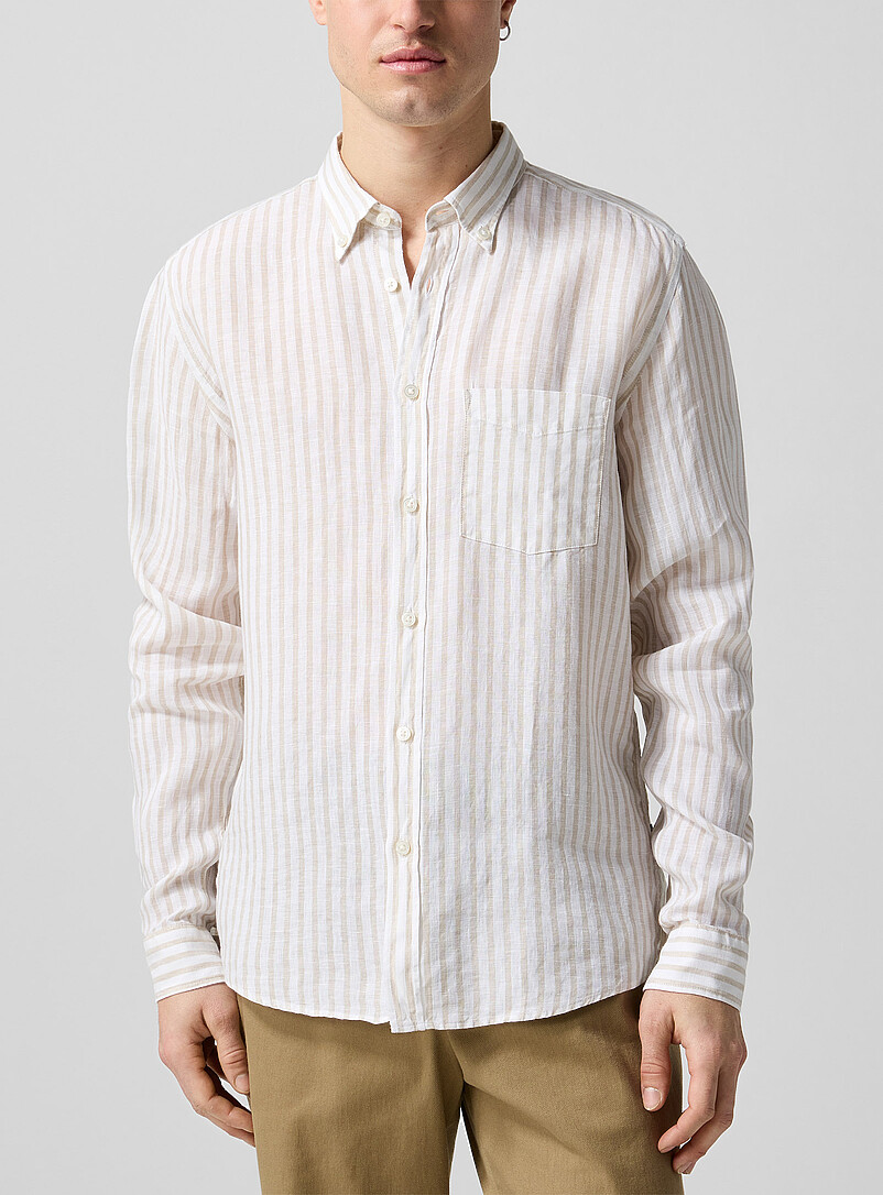 Vertical Stripes Pure Linen Shirt