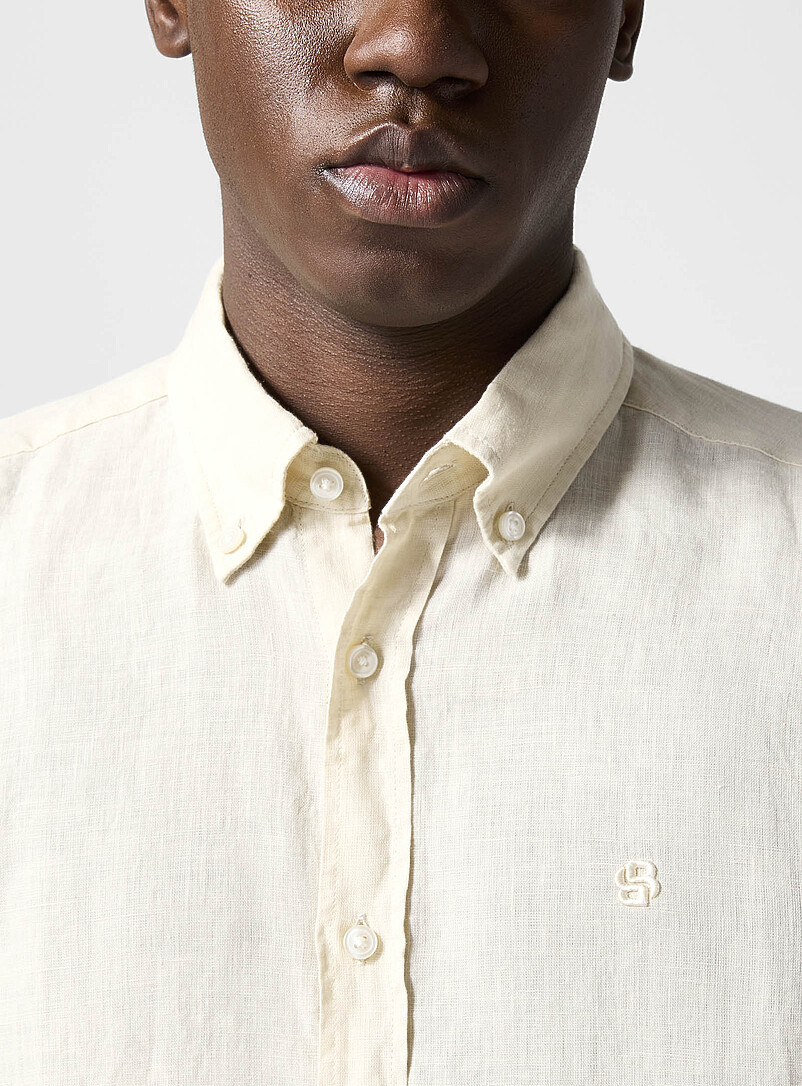 Embroidered monogram pure linen shirt product image 2