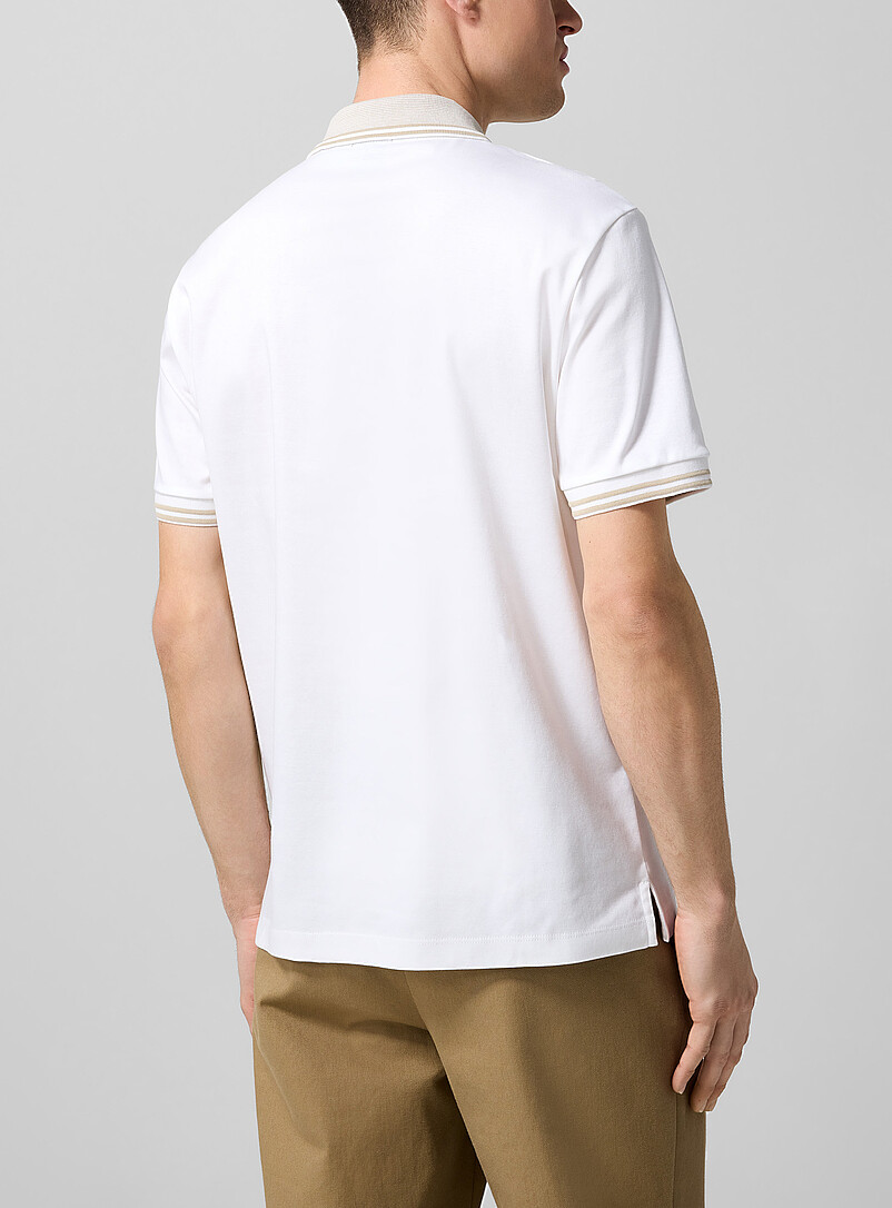 Striped collar mercerized cotton polo shirt product image 2