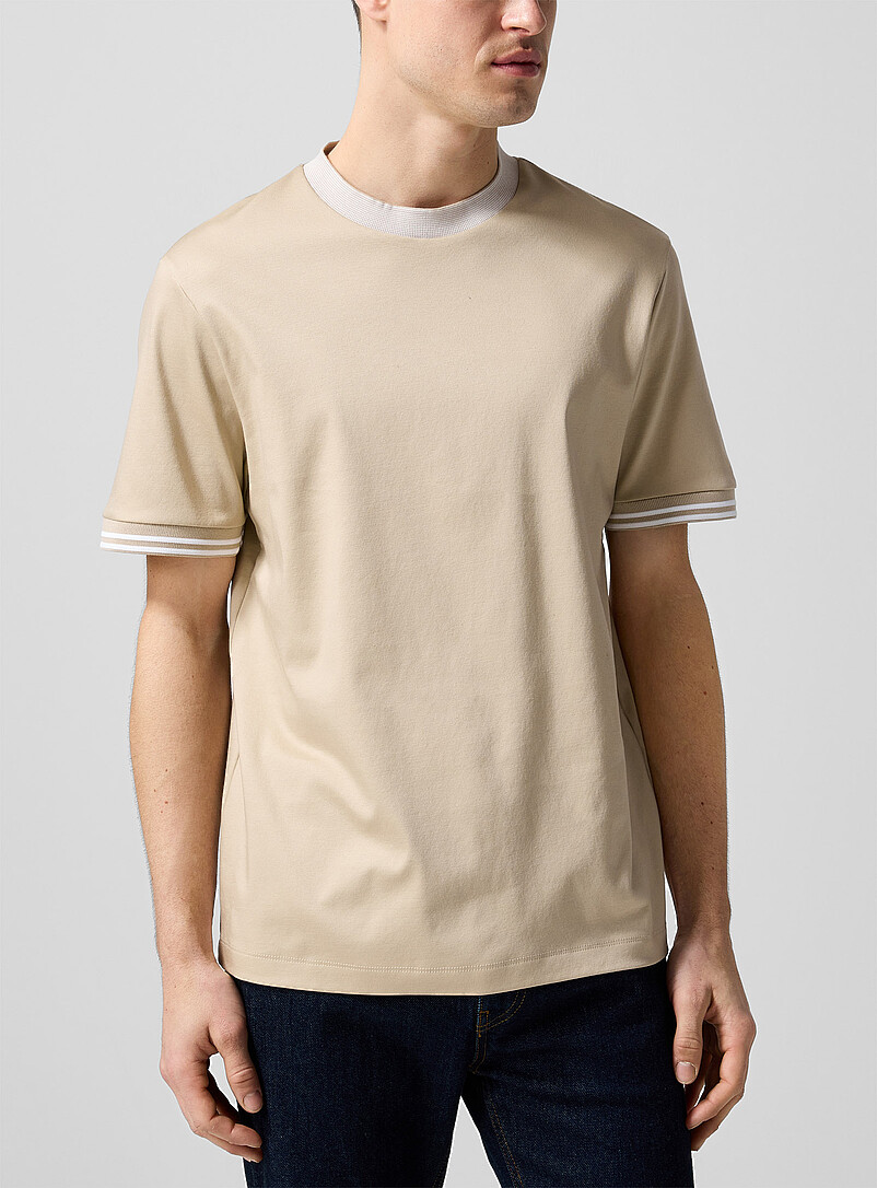 Accent trim mercerized cotton T-shirt product image (primary)