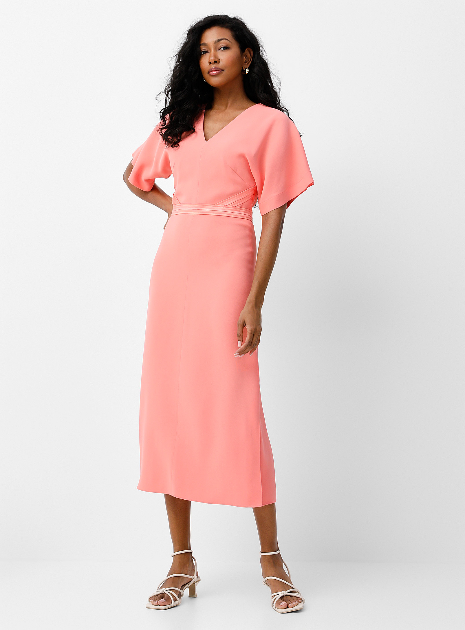 BOSS - Women's Dawinga satiny trim coral pink dress