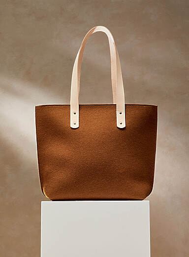 Solange leather and wool felt tote