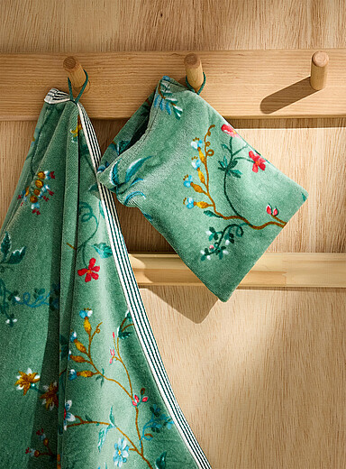 Pip Studio: Le gant de toilette pur coton florales vert Vert &agrave; motifs