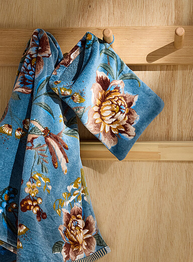 Pip Studio: Le gant de toilette pur coton florales bleu Bleu &agrave; motifs