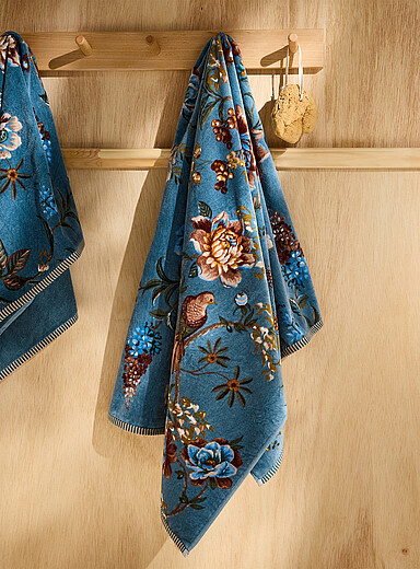Pip Studio: La serviette pur coton florales bleue Bleu &agrave; motifs