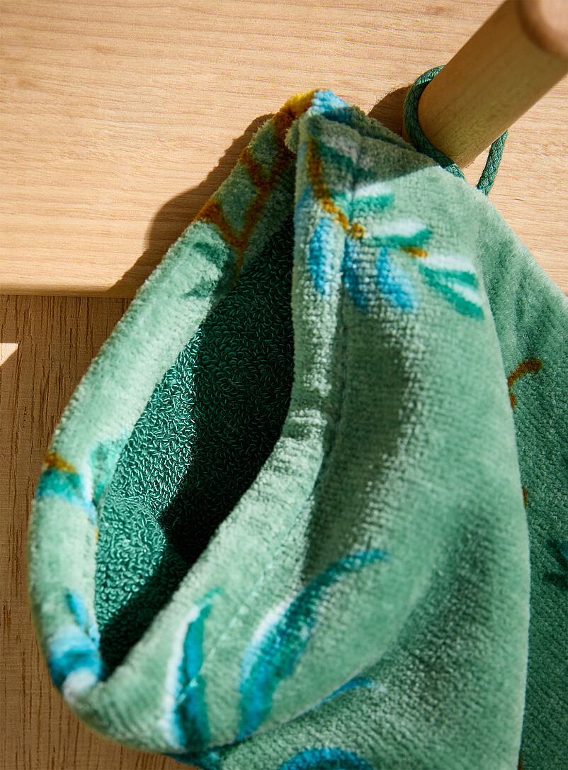 Green floral pure cotton wash mitt product image 2