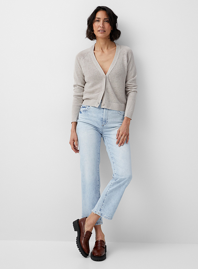 DL1961 Slate Blue Bleached Patti straight cropped jean for women