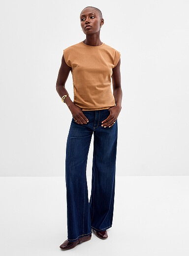 Hepburn dark indigo stretch jean <b>Fit: Wide leg, high rise</b>