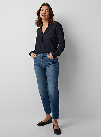 Dark slant-pocket straight jean, Contemporaine, Regular Waist