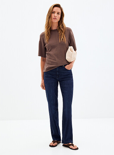 Patti dark-indigo jean <b>Fit: Straight leg, high rise</b>