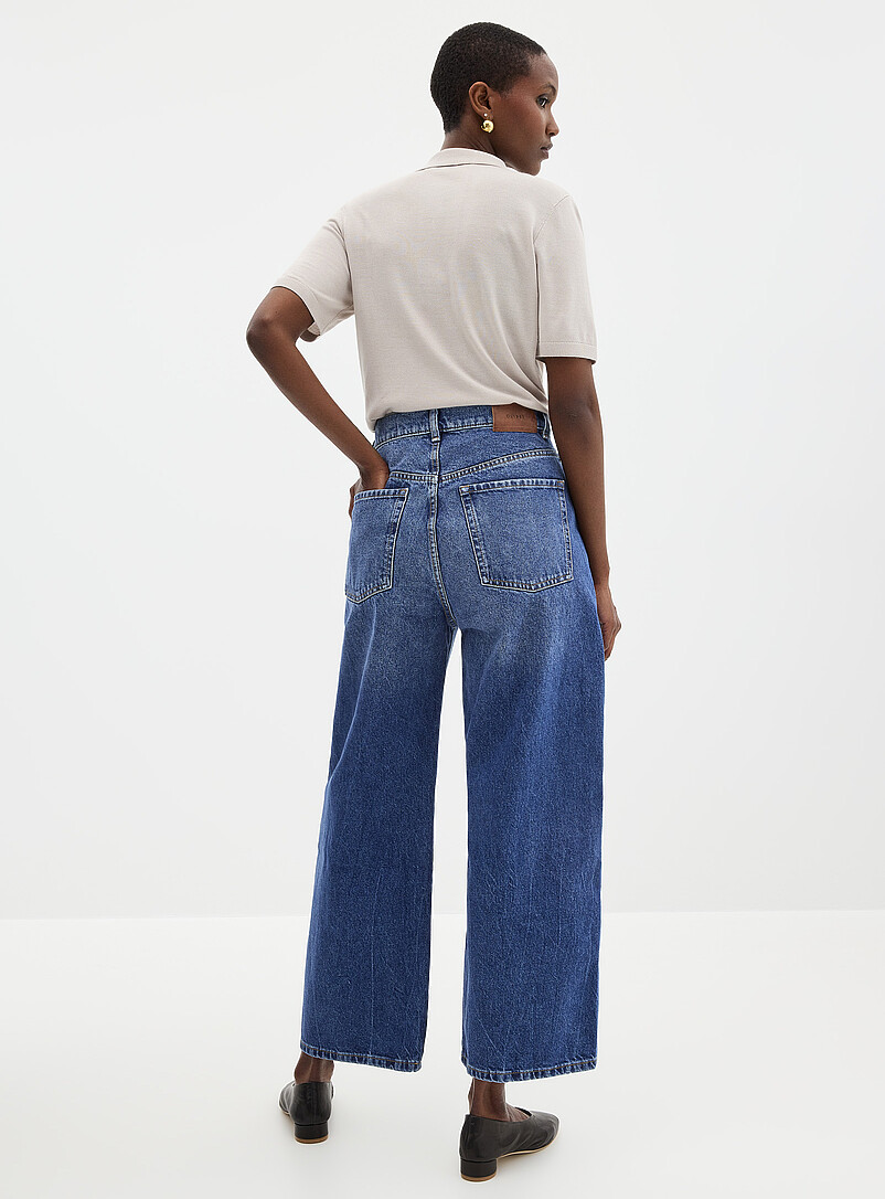 DL1961: Le jean d&eacute;contract&eacute; Taylor <b>Coupe : jambe ballon, taille haute</b> Bleu pour femme
