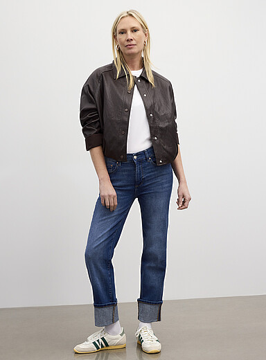 Mara sculpting cuffed jean <b>Fit: Straight leg, mid rise</b>