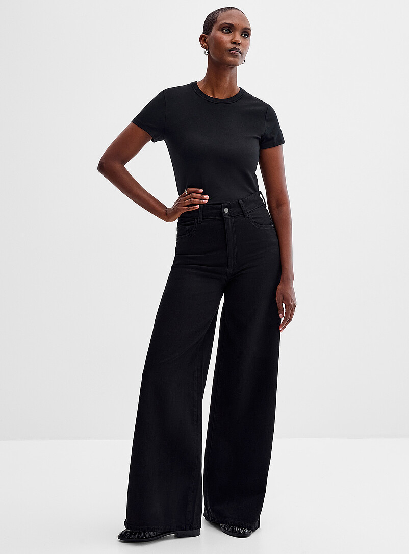 Hepburn solid black jean Fit: Wide leg, high rise product image (primary)