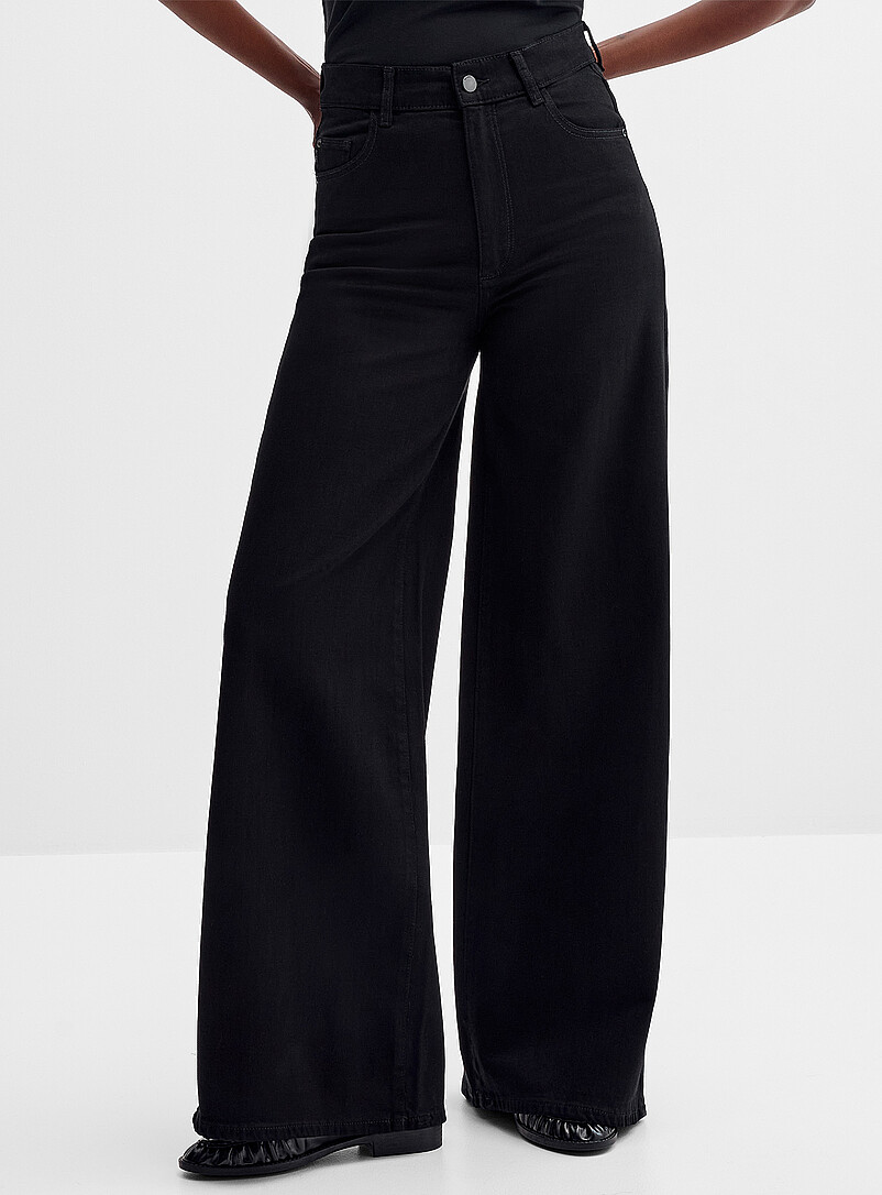 Hepburn solid black jean Fit: Wide leg, high rise product image 2