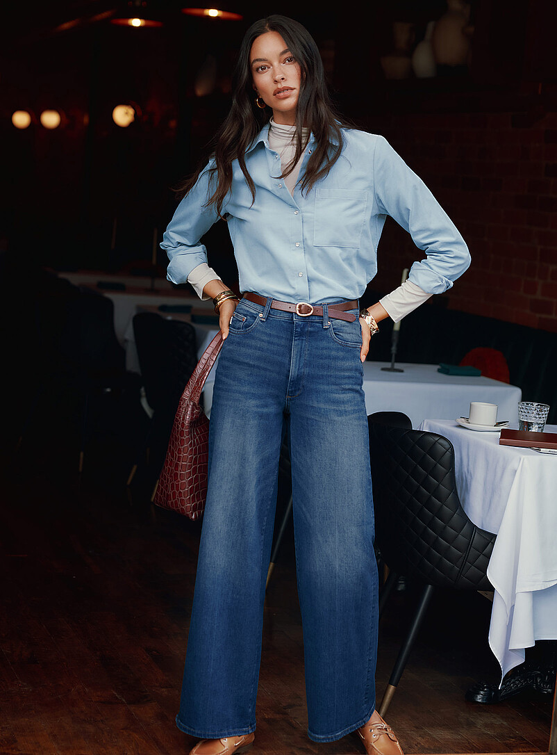 Hepburn medium-indigo jean Fit: Wide leg, high rise product image (primary)