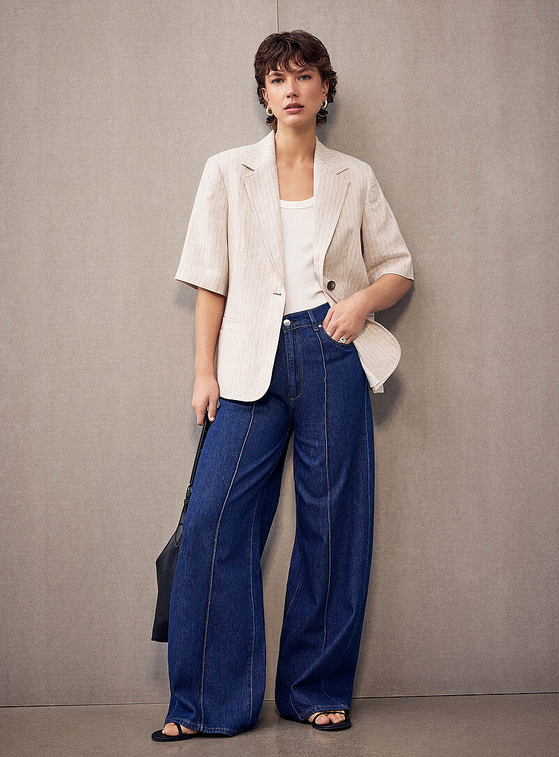 Hepburn embossed seam jean Fit: Wide leg, high rise product image (primary)