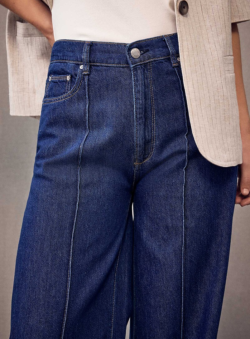 Hepburn embossed seam jean Fit: Wide leg, high rise product image 2