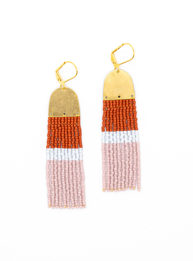 Three Sisters by Emma Assorted Terra-cotta and lavender block earrings