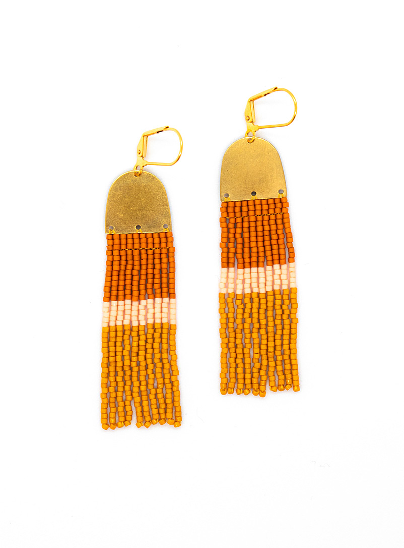 Three Sisters by Emma Dark Orange Burnt orange and mustard block earrings