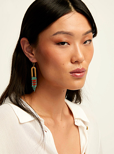 Three Sisters by Emma: Les boucles d'oreilles laiton et miniperles color&eacute;es Jaune tournesol