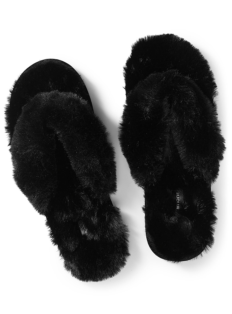 fur flip flop slippers