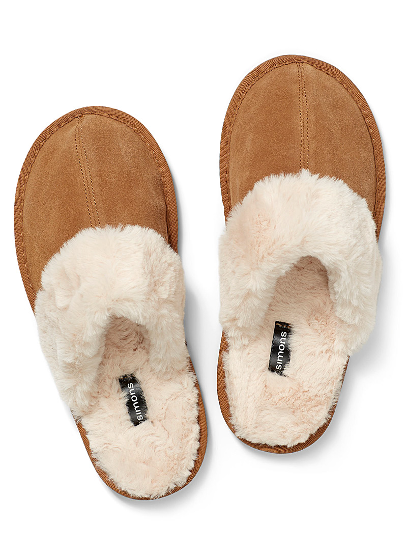 Miiyu Fawn Suede mule slippers for women
