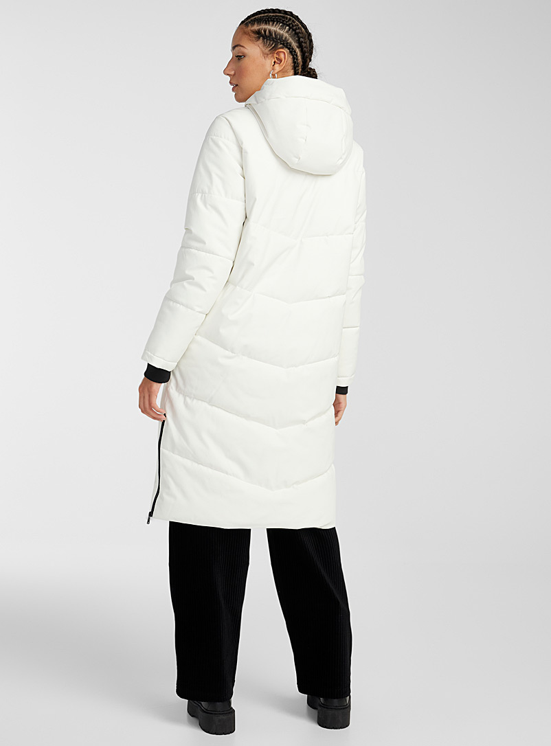 Twik Dusky Pink Long quilted accent-pocket parka for women