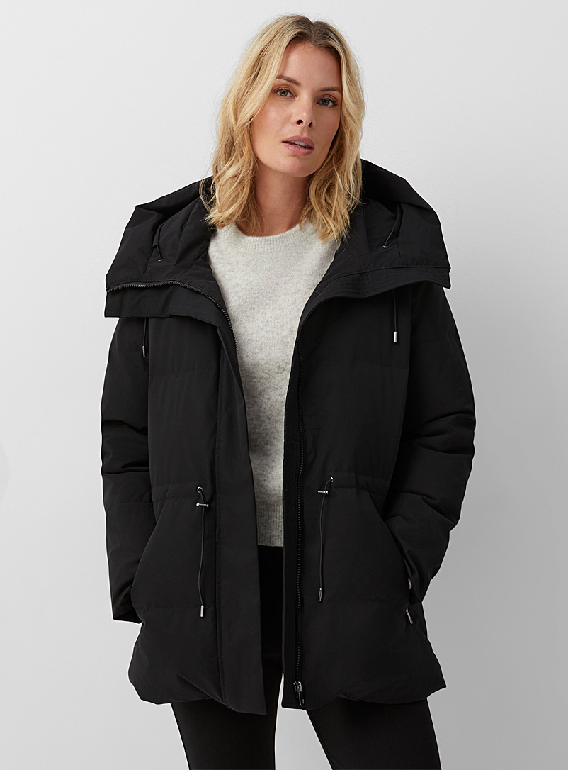 Contemporaine Black Drawstring-waist puffer jacket for women