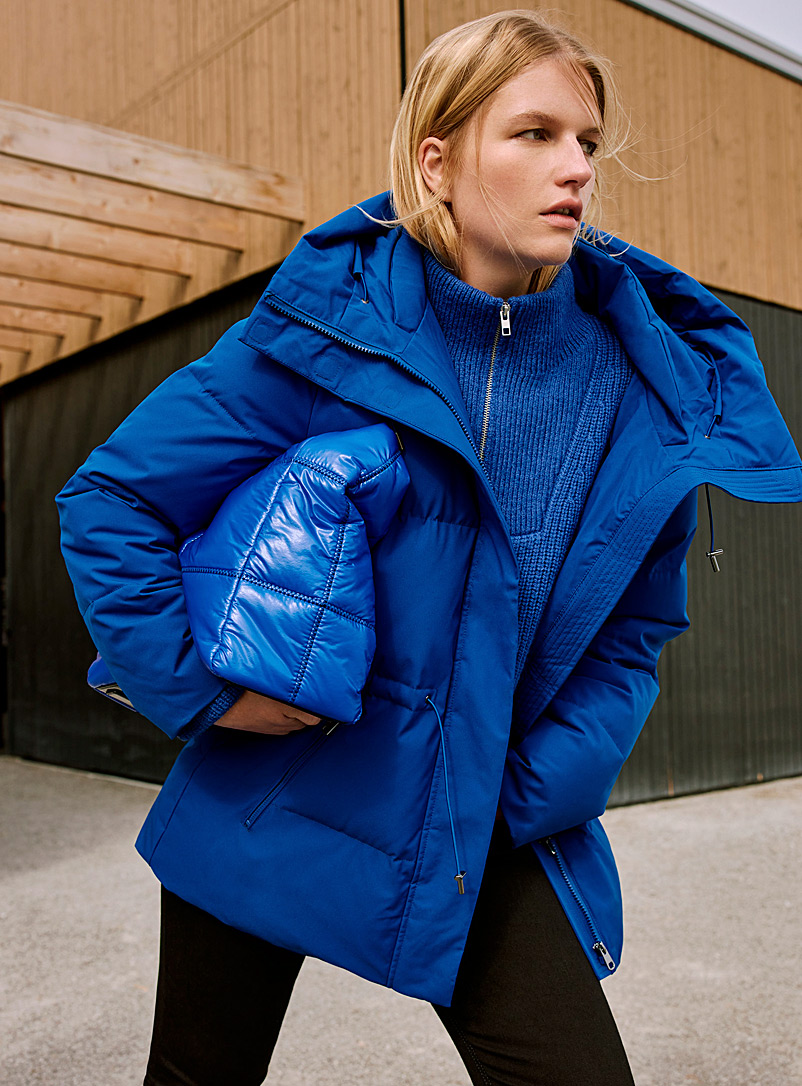 Contemporaine Sapphire Blue Drawstring-waist puffer jacket for women